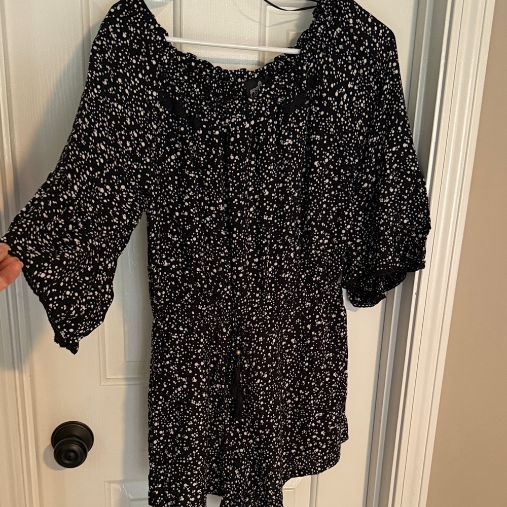 Angie Black and White Speckled romper